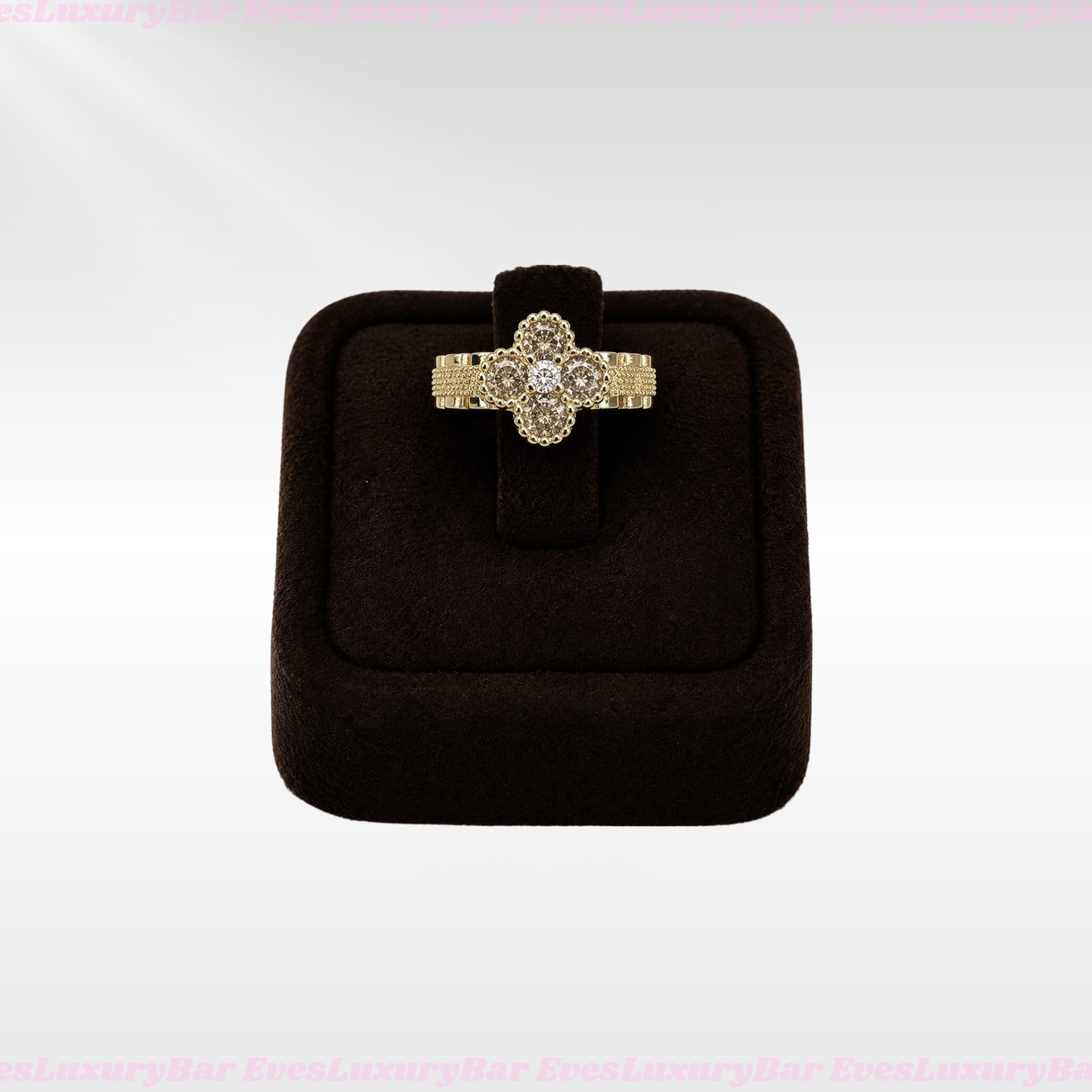 18K GOLD FILLED/PLATED WHITE CLOVER RING