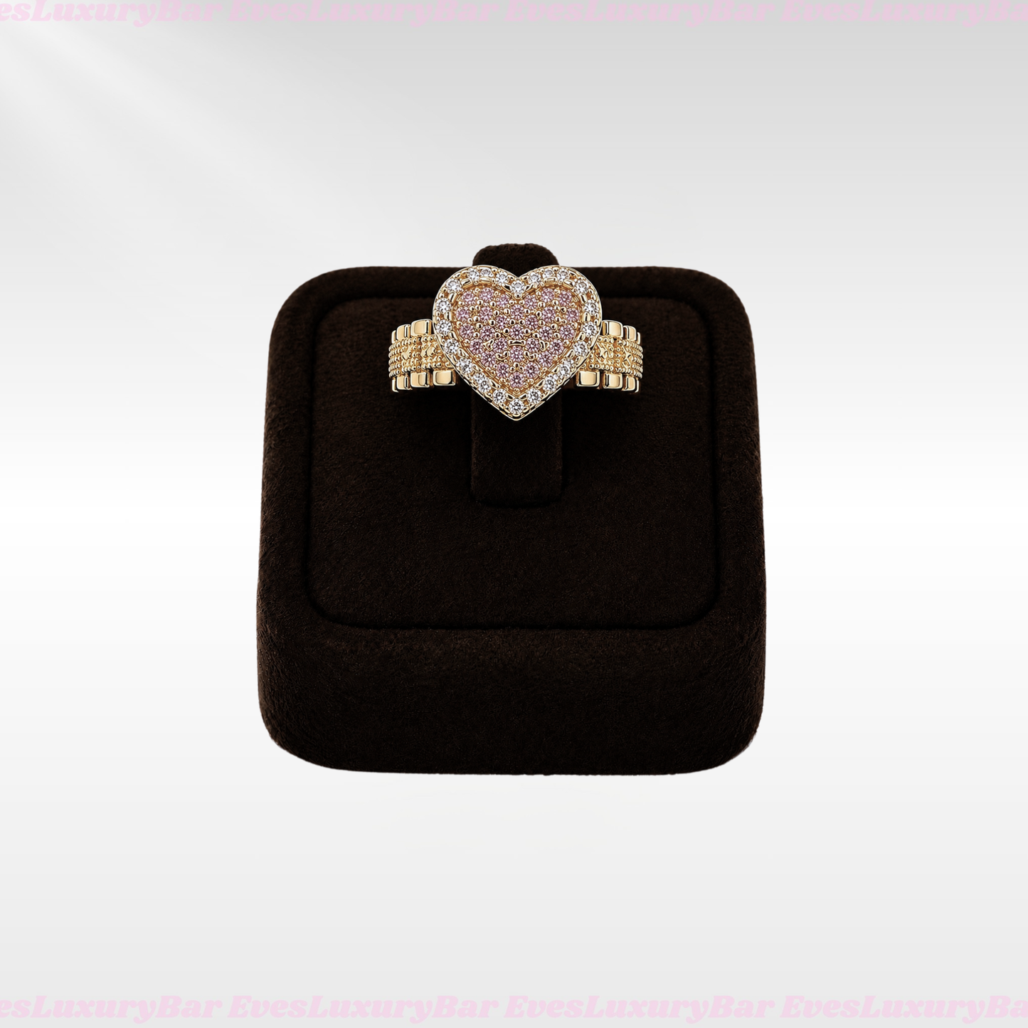 18K GOLD FILLED/PLATED PINK HEART RING
