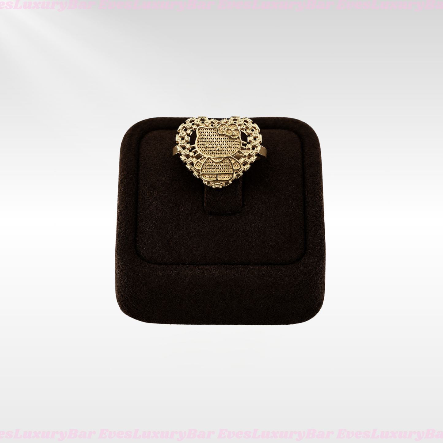 18K GOLD FILLED/PLATED HELLO KITTY FULL BODY HEART RING