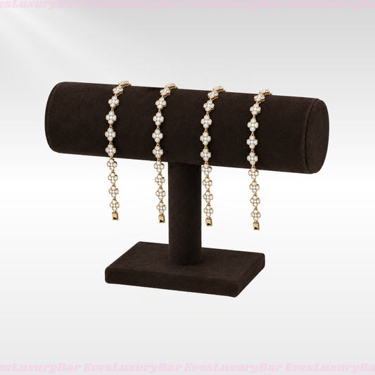 18K GOLD FILLED/PLATED WHITE CLOVER BRACELET