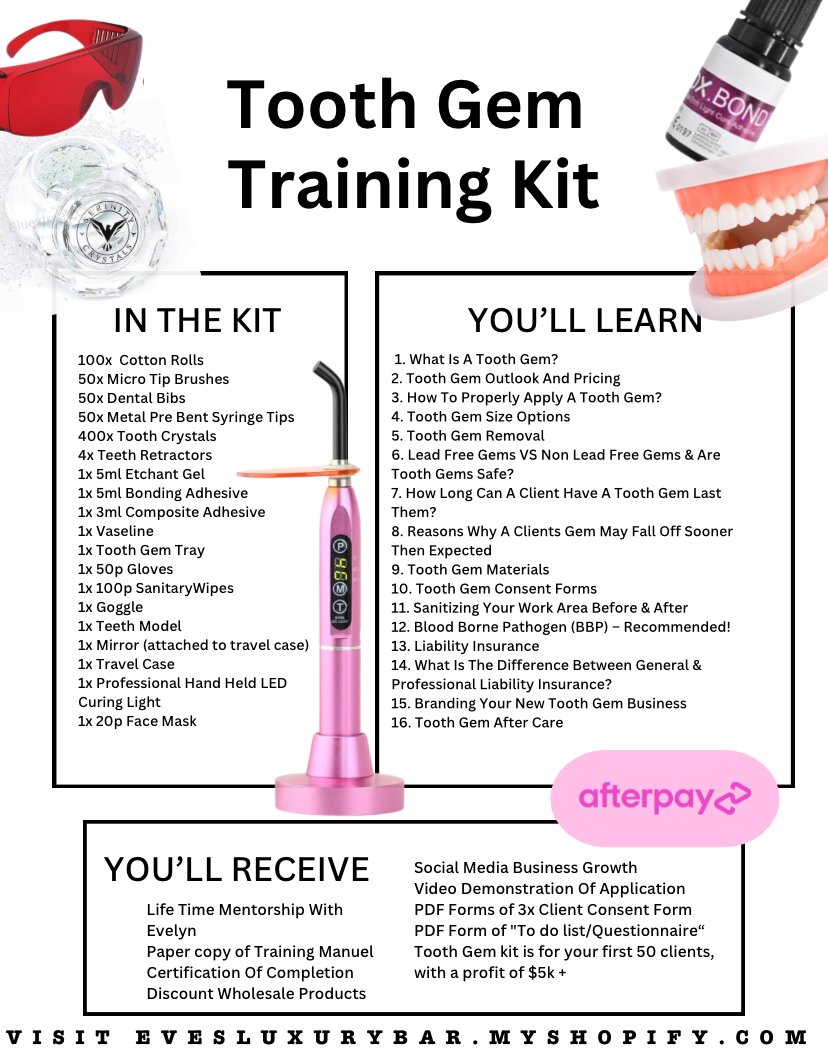 TOOTH GEM BUSINESS STARTER KIT + TRANING MANUEL + CERTIFICATE & MORE