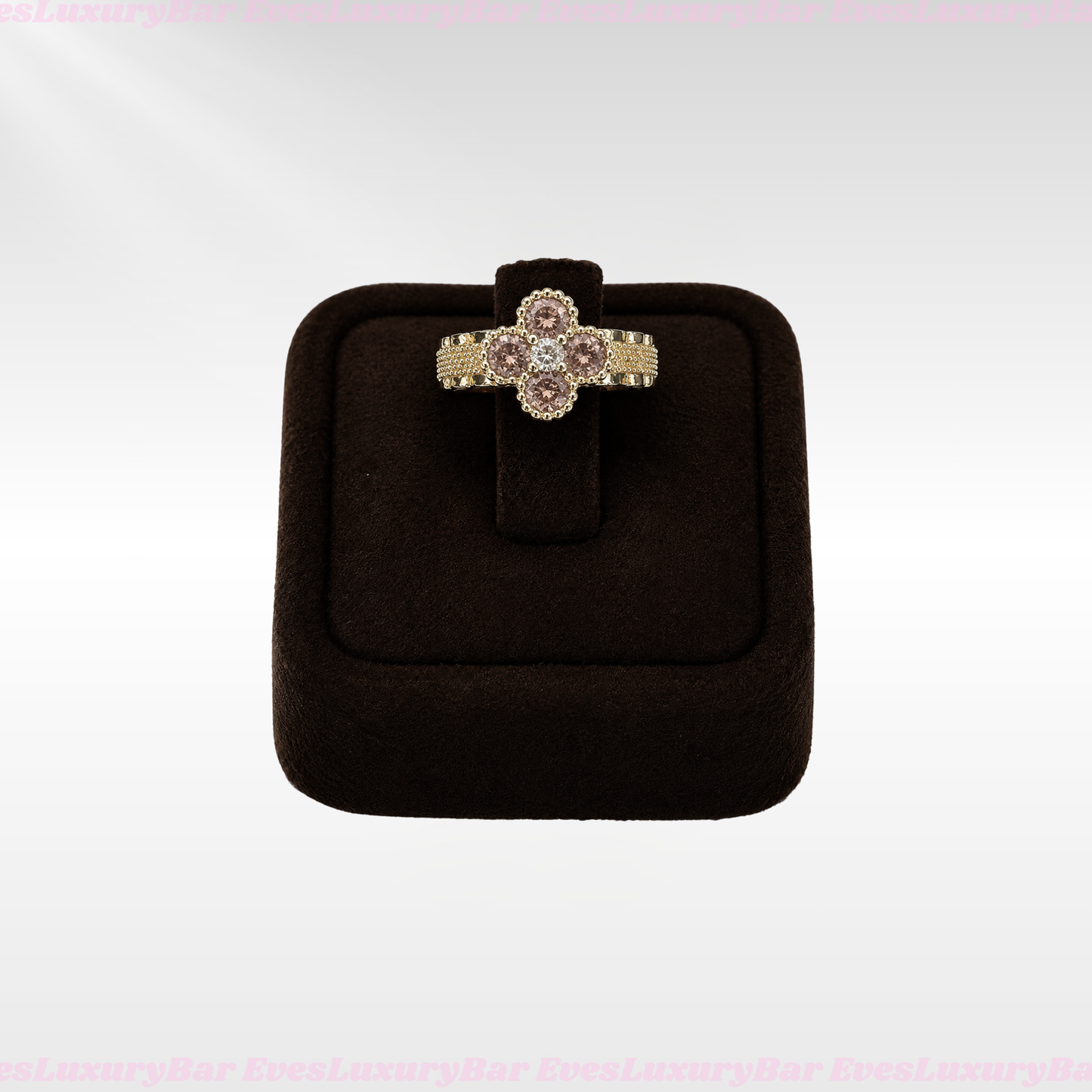 18K GOLD FILLED/PLATED PINK CLOVER RING