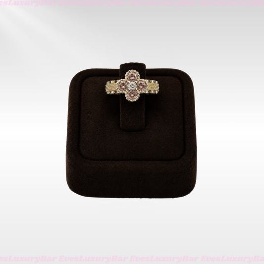 18K GOLD FILLED/PLATED PINK CLOVER RING