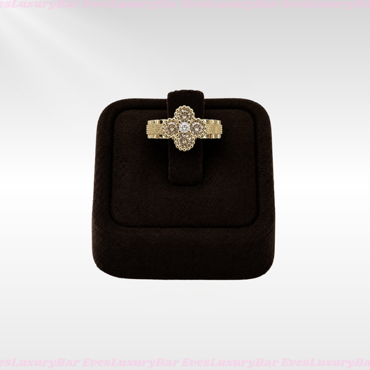 18K GOLD FILLED/PLATED WHITE CLOVER RING