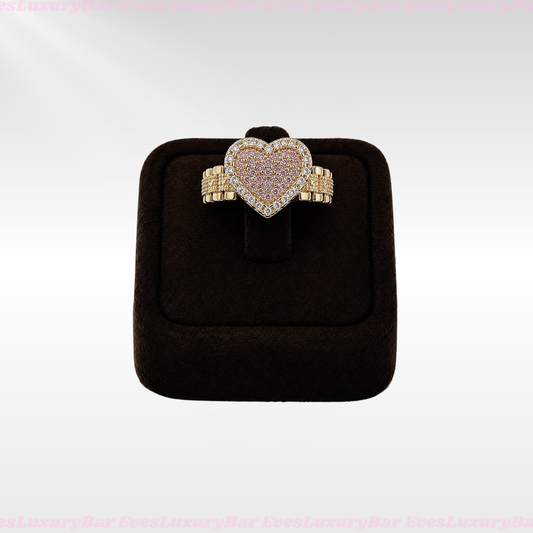 18K GOLD FILLED/PLATED PINK HEART RING