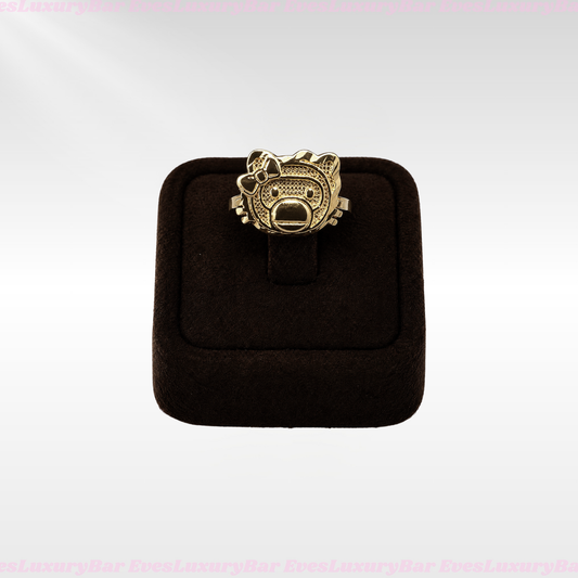 18K GOLD FILLED/PLATED HELLO KITTY BAPE HEAD RING