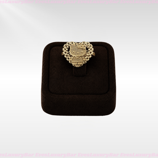 18K GOLD FILLED/PLATED HELLO KITTY FULL BODY HEART RING