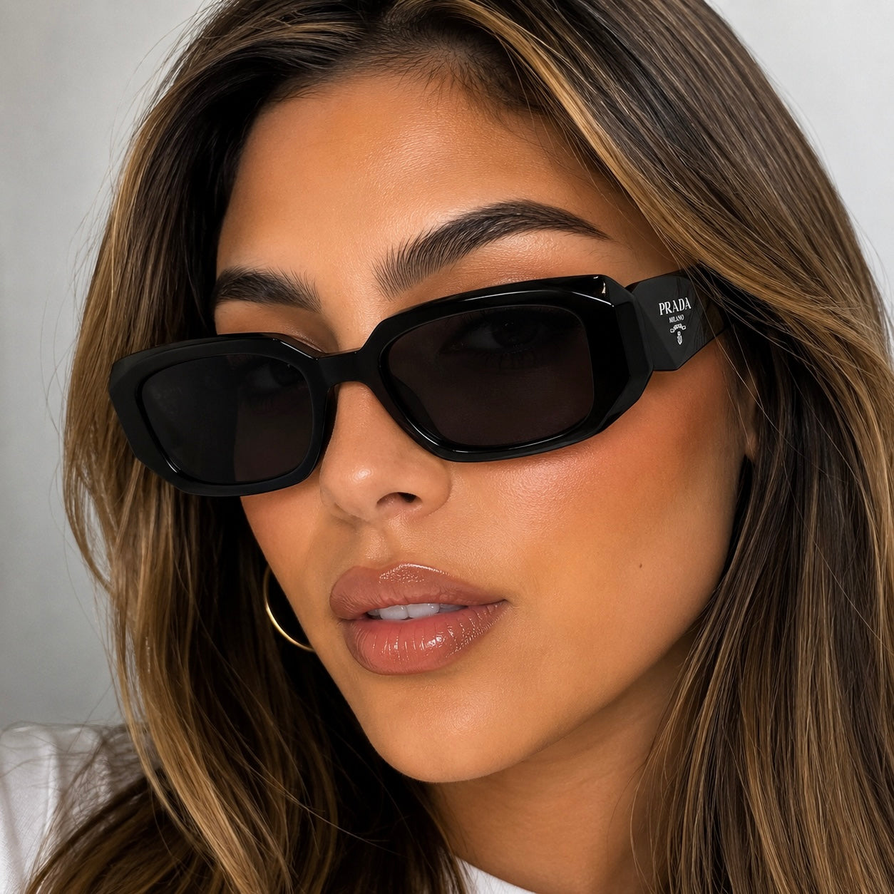CHUNKY NARROW RECTANGLE BLACK FRAME SUNGLASSES