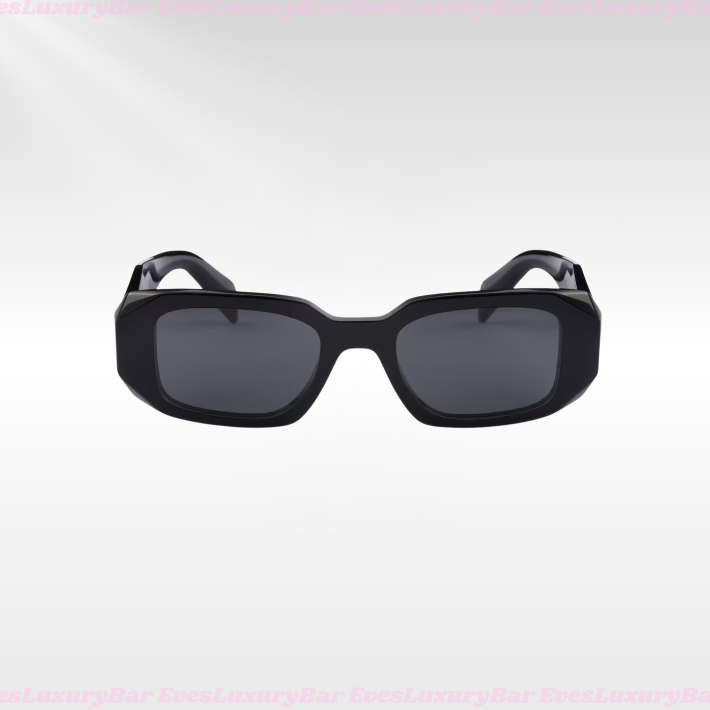 CHUNKY NARROW RECTANGLE BLACK FRAME SUNGLASSES