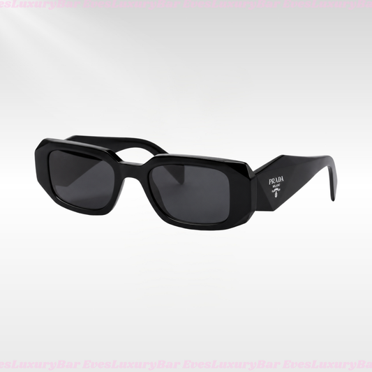CHUNKY NARROW RECTANGLE BLACK FRAME SUNGLASSES