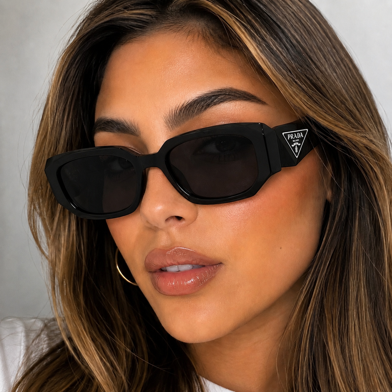 CHUNKY NARROW RECTANGLE BLACK FRAME SUNGLASSES