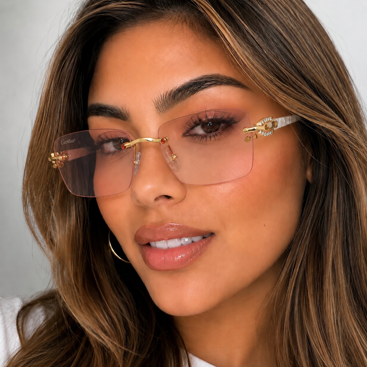 RIMLESS RECTANGLE SUNGLASSES