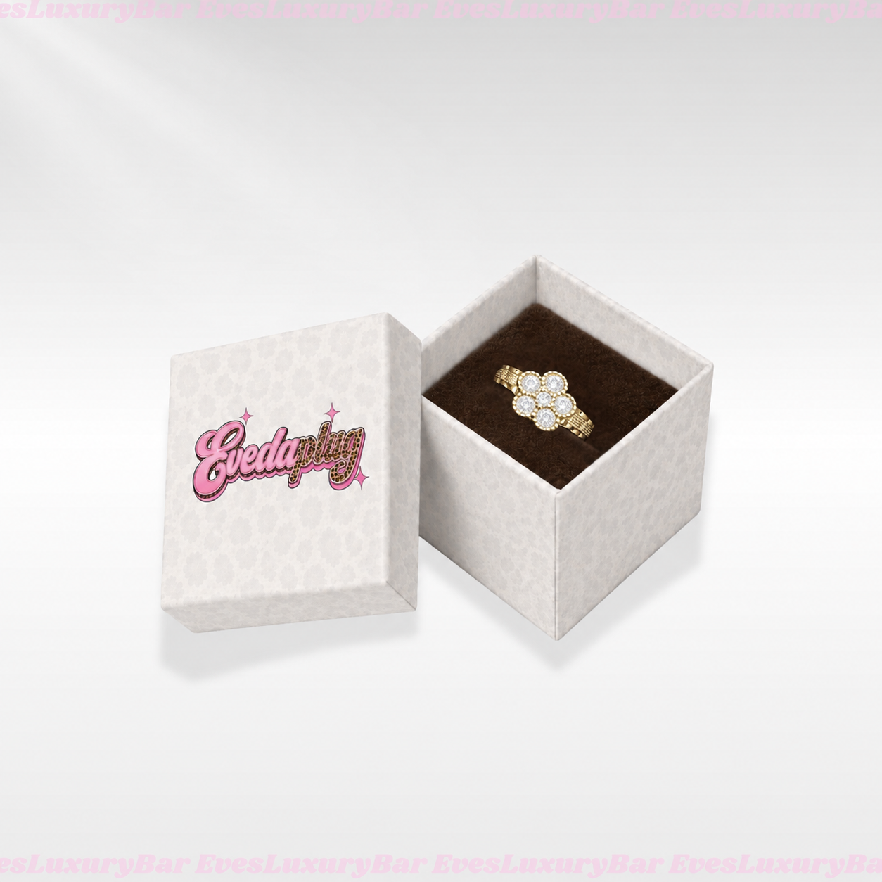 18K GOLD FILLED/PLATED WHITE CLOVER RING