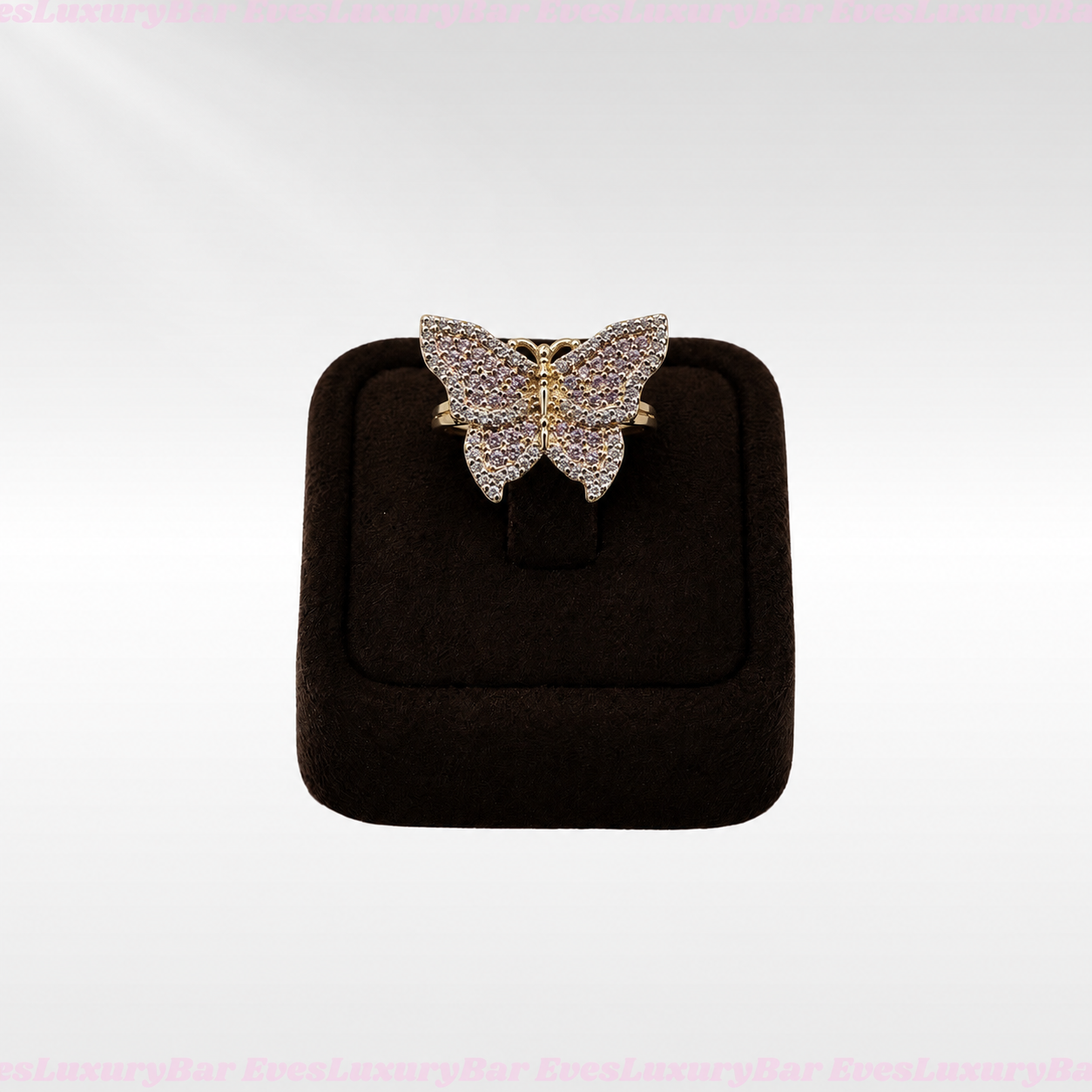 18K GOLD FILLED/PLATED PINK BUTTERFLY RING
