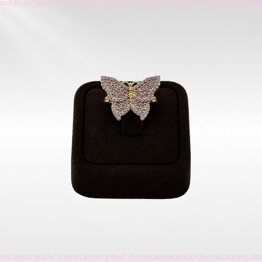 18K GOLD FILLED/PLATED PINK BUTTERFLY RING