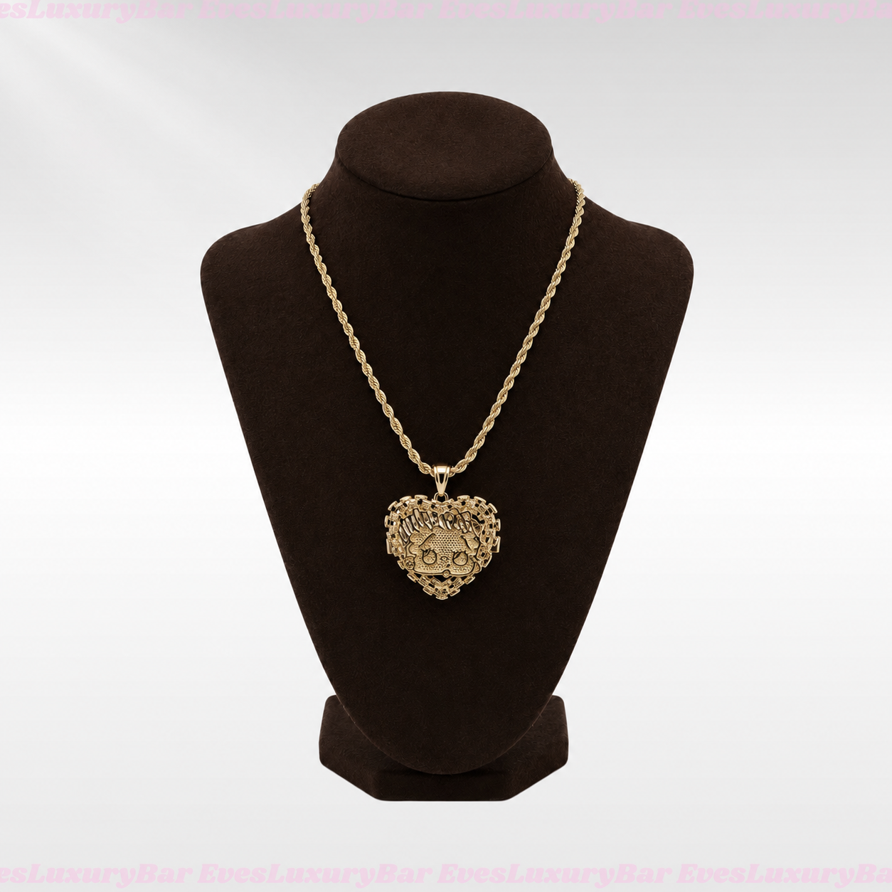 18K GOLD FILLED/PLATED BETTY BOOP HEAD HEART ROPE NECKLACE