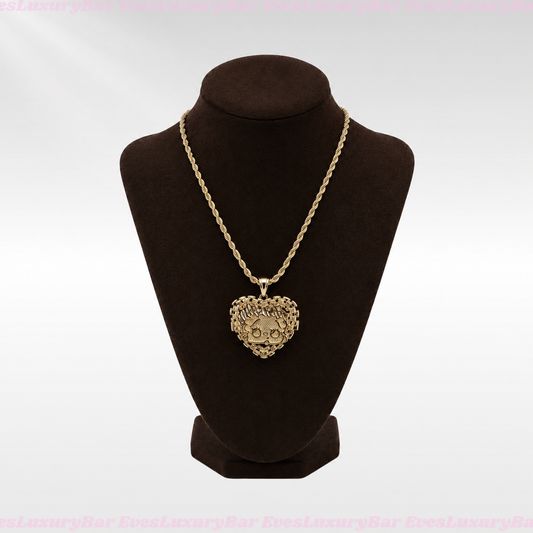 18K GOLD FILLED/PLATED BETTY BOOP HEAD HEART ROPE NECKLACE
