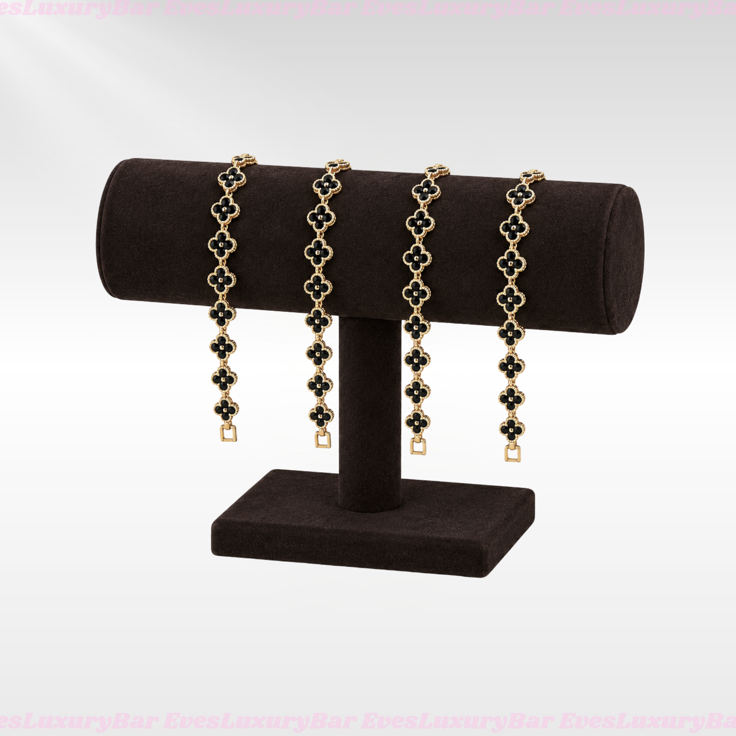 18K GOLD FILLED/PLATED BLACK CLOVER BRACELET