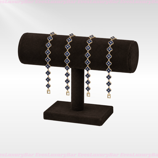 18K GOLD FILLED/PLATED ROYAL BLUE CLOVER BRACELET