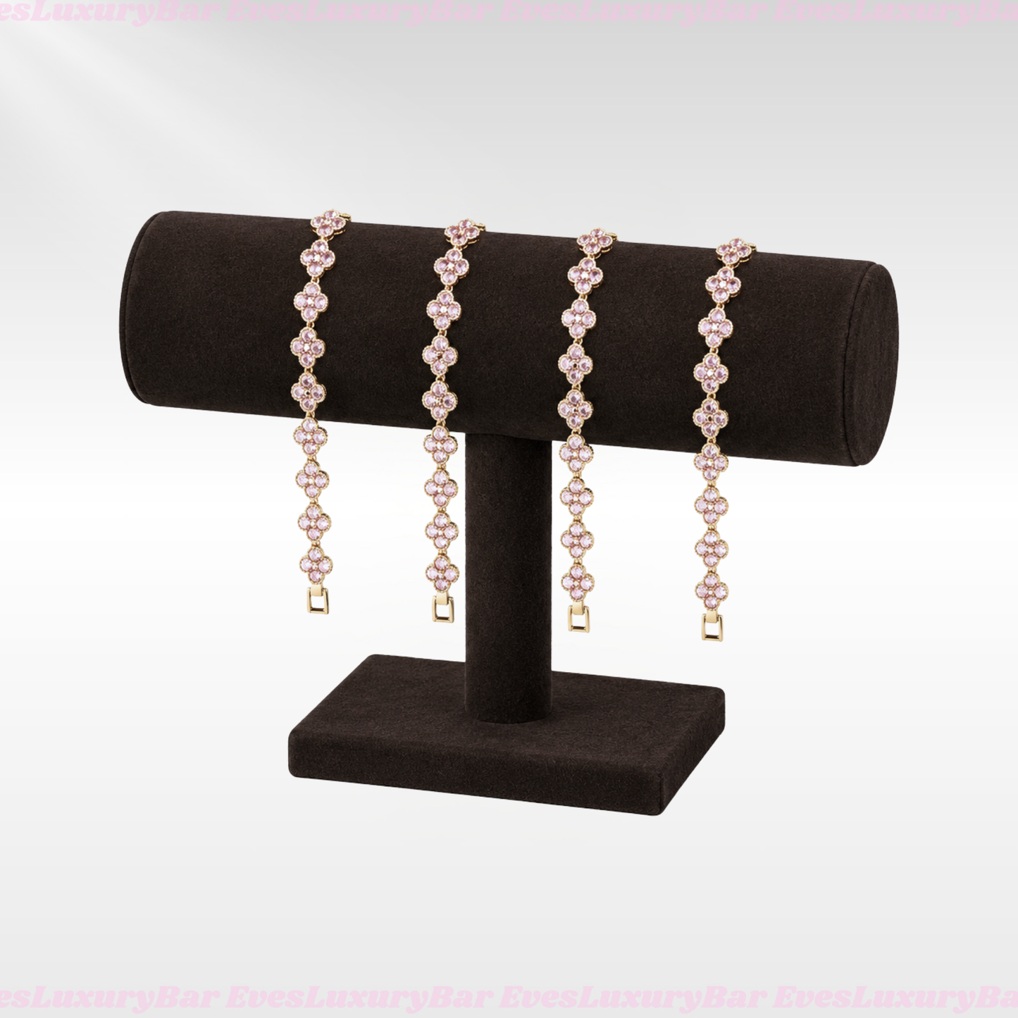 18K GOLD FILLED/PLATED PINK CLOVER BRACELET