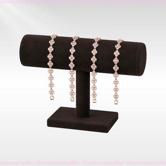 18K GOLD FILLED/PLATED PINK CLOVER BRACELET